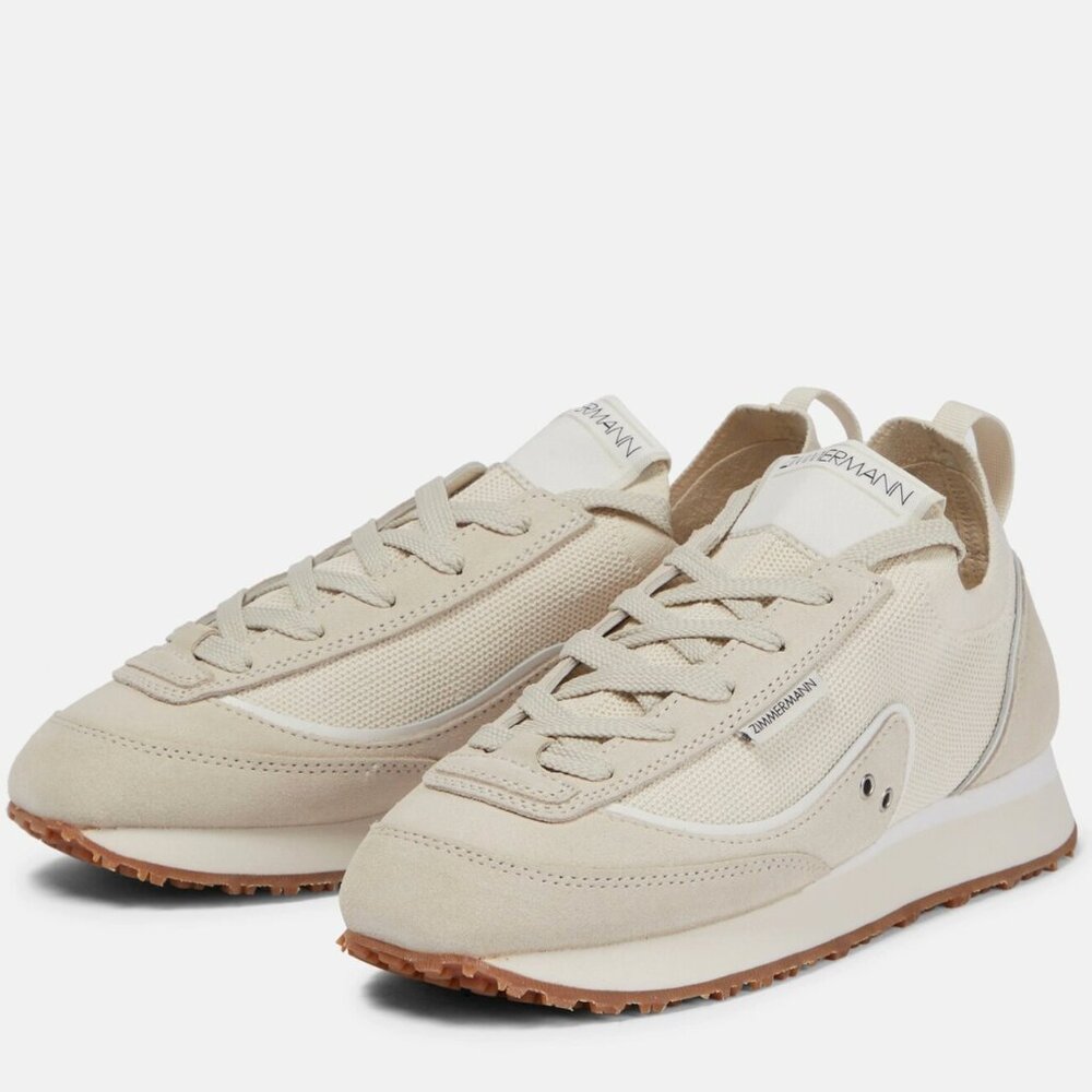 Zimmermann Retro Knit Suede Sneakers in Natural sz 37/6.5